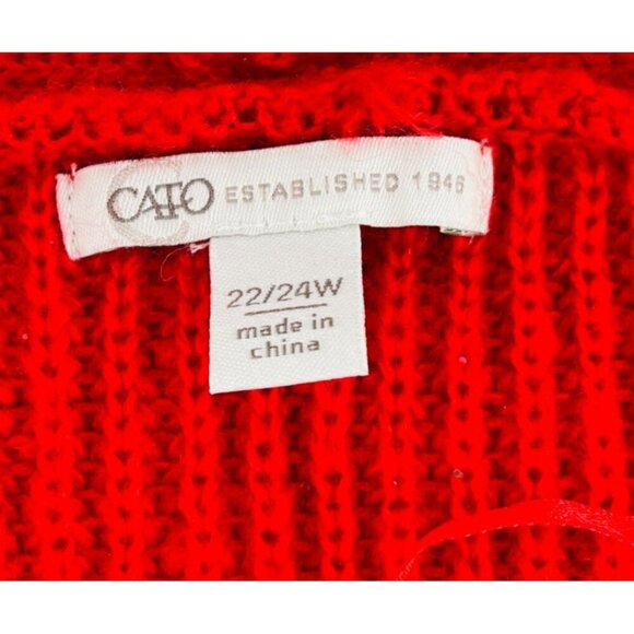 Red & Black Plaid Open Front Cardigan Sweater Plus Size 22/24W Cato - Picture 2 of 5